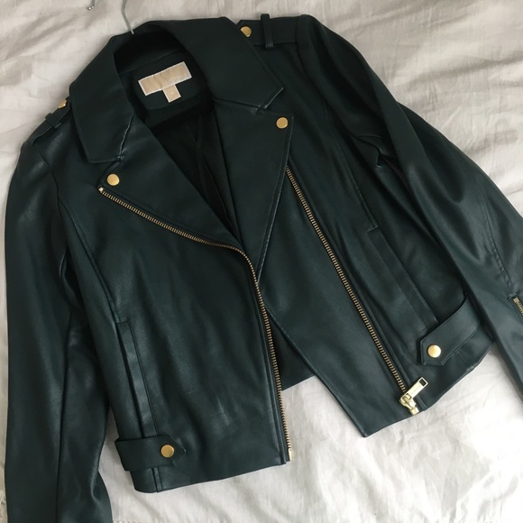 michael kors green leather jacket